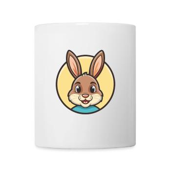 Kaninchen Kawaii Cartoon Figur Tier Haustier Gesicht - Tasse - Weiß - Vorne