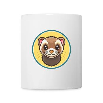 Ferret Kawaii Cartoon Character Animal Pet Face - Mug - white - Front