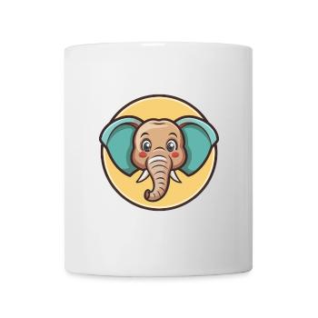 Elephant Kawaii Cartoon Character Animal Pet Face - Mug - white - Front