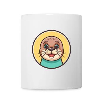 Seal Kawaii Cartoon Character Animal Pet Face - Mug - white - Front