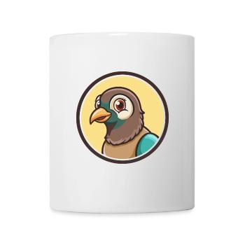 Taube Kawaii Cartoon Figur Tier Haustier Gesicht - Tasse - Weiß - Vorne