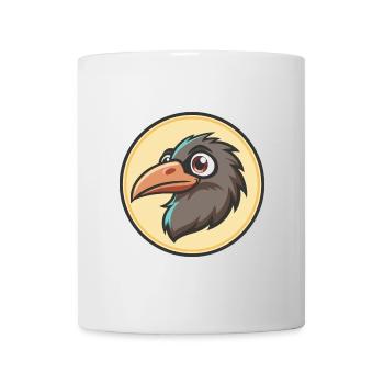Raven Kawaii Cartoon Character Animal Pet Face - Mug - white - Front