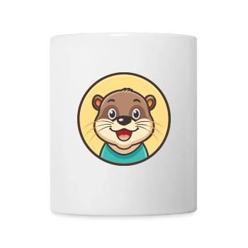 loutre kawaii dessin animé personnage animal visage d’animal - Mug blanc - blanc - Devant