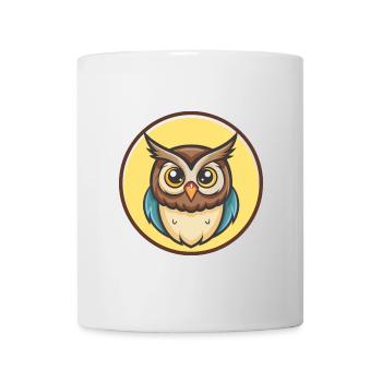 Eule Kawaii Cartoon Figur Tier Haustier Gesicht - Tasse - Weiß - Vorne