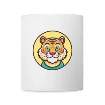 Tigre Kawaii Dessin animé Personnage Animal Animal Visage - Mug blanc - blanc - Devant