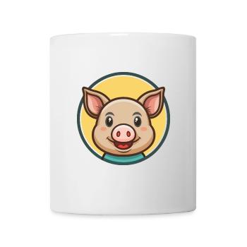 Cochon Kawaii Dessin animé Personnage Animal Animal Visage - Mug blanc - blanc - Devant