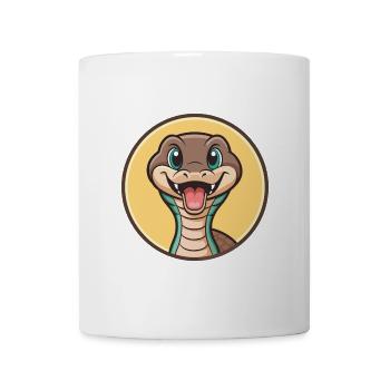 Serpent Kawaii Dessin animé Personnage Animal Animal Visage - Mug blanc - blanc - Devant