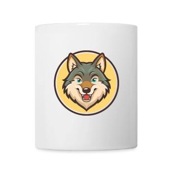 Wolf Kawaii Cartoon Character Animal Pet Face - Mug - white - Front