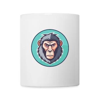 Pavian Kawaii Cartoon Figur Tier Haustier Gesicht - Tasse - Weiß - Vorne