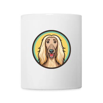 Chien de race de chien lévrier afghan dessin animé kawaii clipart animal de compagnie - Mug blanc - blanc - Devant