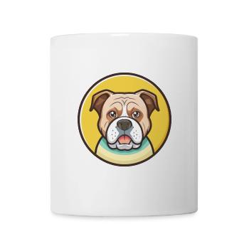 Dessin animé de race de chien bouledogue américain kawaii clipart - Mug blanc - blanc - Devant