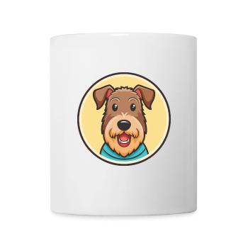 Airedale Terrier, race de chien, dessin animé kawaii clipart - Mug blanc - blanc - Devant