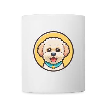 Bichon frisé chien race dessin animé Kawaii Clipart animal de compagnie - Mug blanc - blanc - Devant