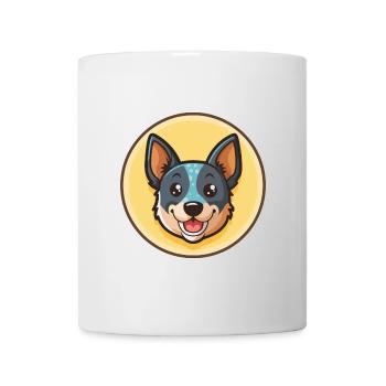 Bleu, Heeler, chien, race, drôle, dessin animé, Kawaii Clipart - Mug blanc - blanc - Devant