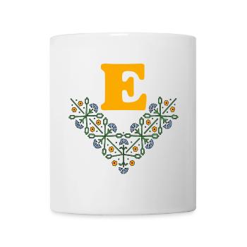 buchstabe e blume 4 blau orange - Tasse - Weiß - Vorne