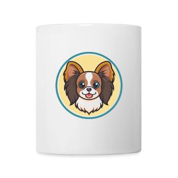 Chien de race Continental Toy Spaniel Dessin animé Kawaii - Mug blanc - blanc - Devant