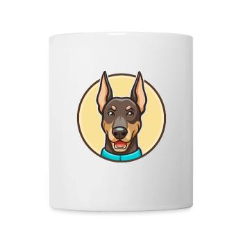 Doberman Pinscher Dog Breed Cartoon Kawaii Clipart - Mug - white - Front