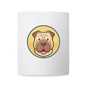 Dessin animé kawaii de la race de chien Shar Pei chinois - Mug blanc - blanc - Devant