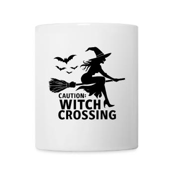 Halloween Hexe Hexenbesen Caution Witch Crossing - Tasse - Weiß - Vorne