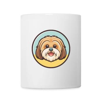 Lhasa Apso Hund Rasse Cartoon Kawaii Clipart Tier - Tasse - Weiß - Vorne