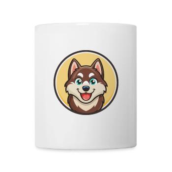 Husky chien race dessin animé Kawaii Clipart animal de compagnie - Mug blanc - blanc - Devant