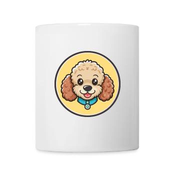 Caniche chien race dessin animé Kawaii Clipart animal de compagnie - Mug blanc - blanc - Devant