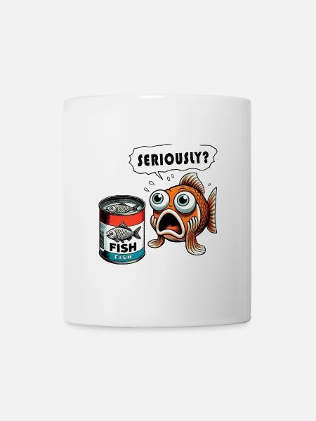 Lustiges Fisch Konserven Design - Tasse - Weiß