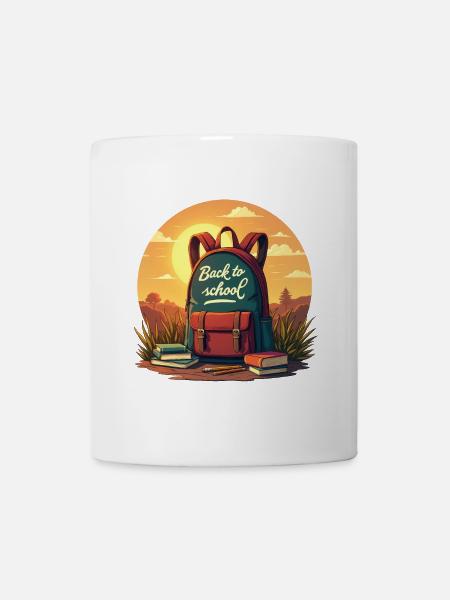 Retour à l’école, sac à dos et livres - Mug blanc - blanc