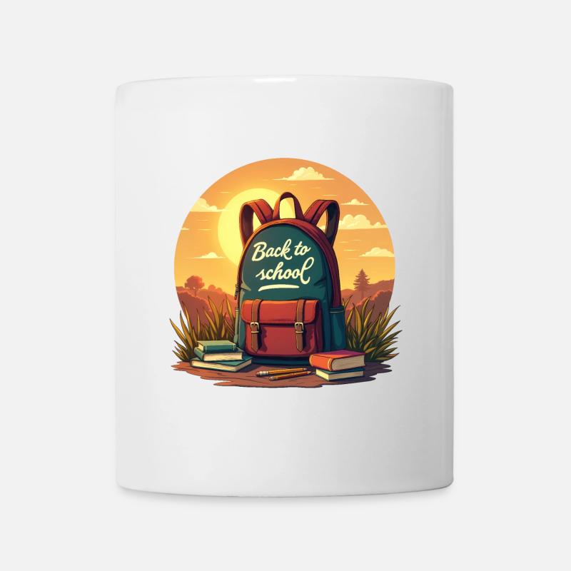 Retour à l’école, sac à dos et livres - Mug blanc - blanc