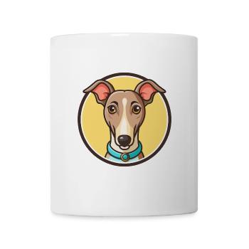 Dessin animé kawaii de race de chien lévrier Rampur - Mug blanc - blanc - Devant