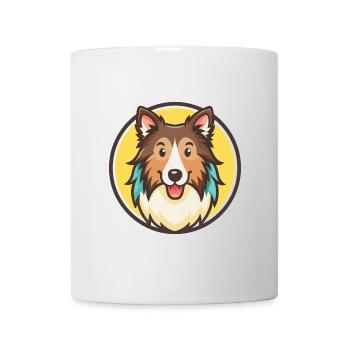 Sheltie Hunderasse Cartoon Figur Kawaii Clipart - Tasse - Weiß - Vorne