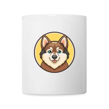 Laika Sibérie, chien de race, dessin animé kawaii clipart - Mug blanc - blanc - Devant