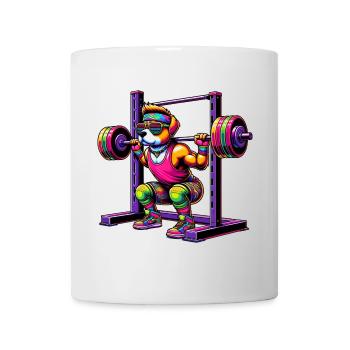 Strong Rainbow Dog Squatting in the Gym - Mug - white - Front