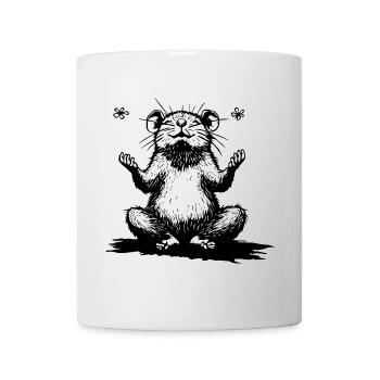 Hamster zen assis en noir et blanc - Mug blanc - blanc - Devant