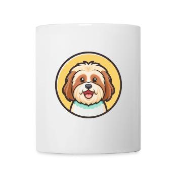 Tibetische Kyi Apso Hunderasse Cartoon Kawaii Clipart - Tasse - Weiß - Vorne