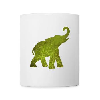 Yoga Green Elephant Pattern Mediatation India om - Mug - white - Front