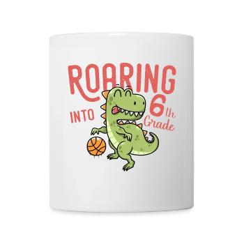 Roaring into 6th Grade Dinosaur Basketball - Mug blanc - blanc - Devant