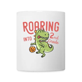 Roaring into 2nd Grade Dinosaur Basketball - Mug blanc - blanc - Devant