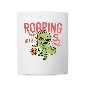 Roaring into 5th Grade Dinosaur Basketball - Mug blanc - blanc - Devant