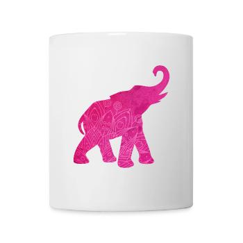 Yoga Pink Elephant Meditation Energy Mandala Decoration - Mug - white - Front