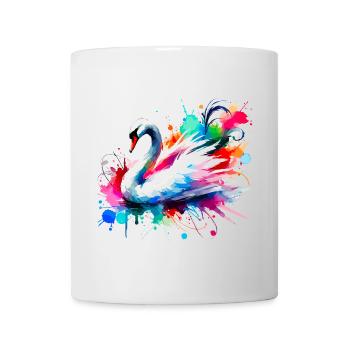 Cygne aquarelle coloré élégant - Mug blanc - blanc - Devant