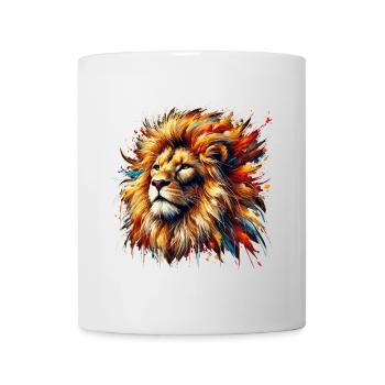 Lion en aquarelle, coloré - Mug blanc - blanc - Devant