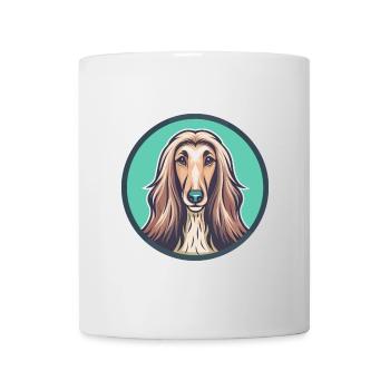 Lévrier afghan chien race dessin animé Kawaii Clipart animal de compagnie - Mug blanc - blanc - Devant