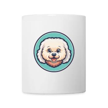 Bichon frisé chien race dessin animé Kawaii Clipart animal de compagnie - Mug blanc - blanc - Devant