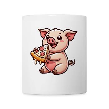 Schwein Cartoon Farmer Pizza Pizzaliebhaber - Tasse - Weiß - Vorne
