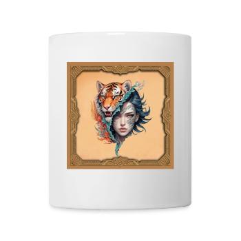 Der Tiger und die Frau, Kraft und Anmut. - Tasse - Weiß - Vorne