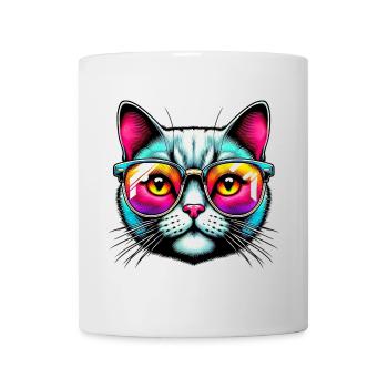 Kater mit Sonnenbrille - Tasse - Weiß - Vorne