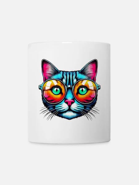 Chat avec des lunettes de soleil - Mug blanc - blanc