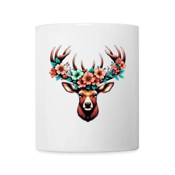 Cerf avec des fleurs - Mug blanc - blanc - Devant