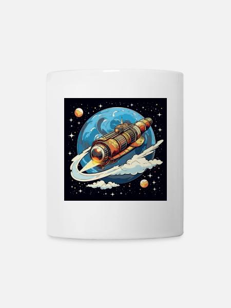 Rocket flight through space - Mug - white